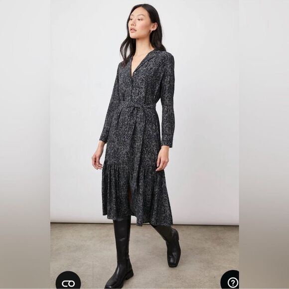 Rails Beatrice Dress Button Down Charcoal Animal Abstract Size Small - Picture 4 of 14